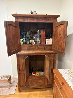 Rustic Solid Wood Armoire / Cabinet / Bar Cabinet – 39” W x 73” H