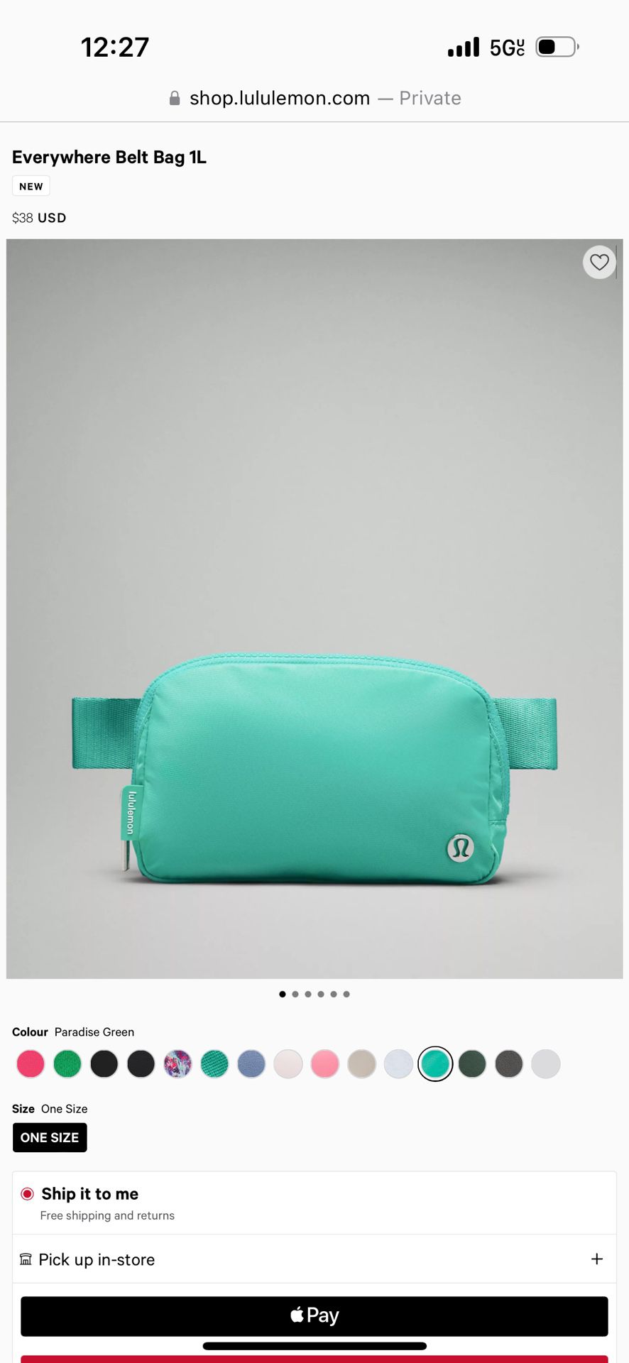 New lululemon belt bag 1L Paradise Green