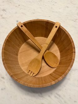 Bamboo Salad Bowl Set with Serving Utensils