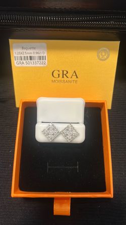 GRA Moissanite Baguette Stud Earrings 0.96ct