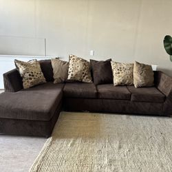 BROWN SECTIONAL COUCH, DELIVERY AVAILABLE 