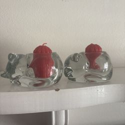 Cat Glass Candle Holders
