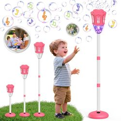 Rechargeable Automatic Bubble Machine Outdoor Bubble Maker with LED Lights and Music
