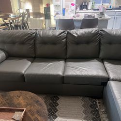 Leather Gray Couch 