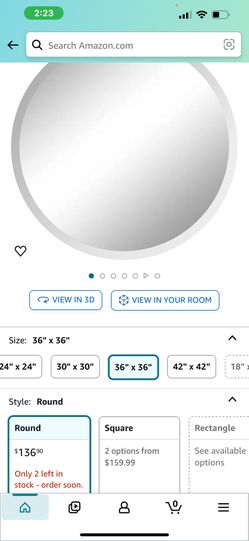 USHOWER 36-inch Round Frameless Beveled Mirror, Circle Wall Mirror for Bathroom, Vanity, Beautiful and Simple Looking