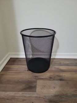 Black metal waste basket