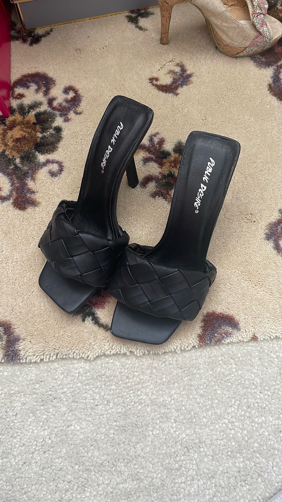 Black Heeled Slides 5-6~ 4” Heel