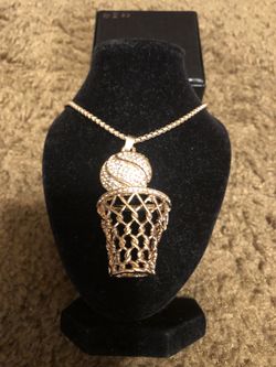 3 D 18 kt gold plated basketball pendant necklace