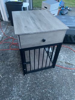 Wooden Dog House, Decorative Dog Kennel with Drawer, Indoor Pet Crate End Table for Small Dog,
