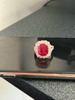 Silver ring with Red Stone zirconia Ring