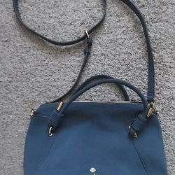 Nanette Lepore Dusty Blue Faux Suede Crossbody Handbag Purse Satchel