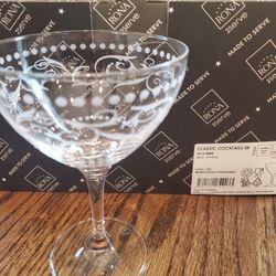 NEW Lot of 5 Classic Cocktails Clear Crystal Glass Glasses Rona Martini Saucer Champagne RARE 