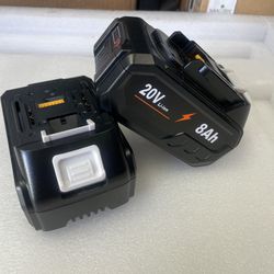2 Pack 8.0 Ah  Battery - 18V  Lithium Replacement battery for Makita