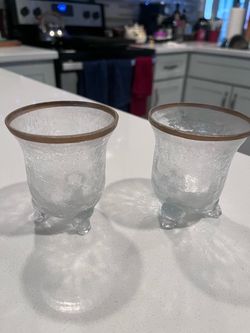Pair of votive crackle glass holders