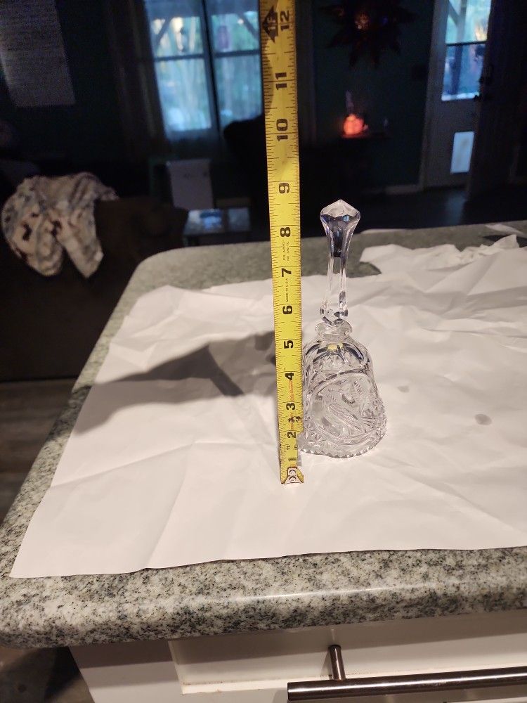 Crystal Cut Glass 9" Bell With Saw Tooth Edges