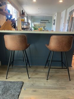 Brown leather bar Stools counter high