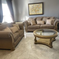 Sofa, Console Table, And Love Seat 
