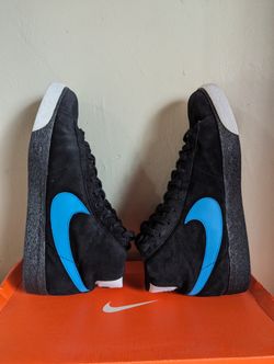Nike Blazer High Black Vivid Blue Suede Sneakers 316664-041  display picture 1