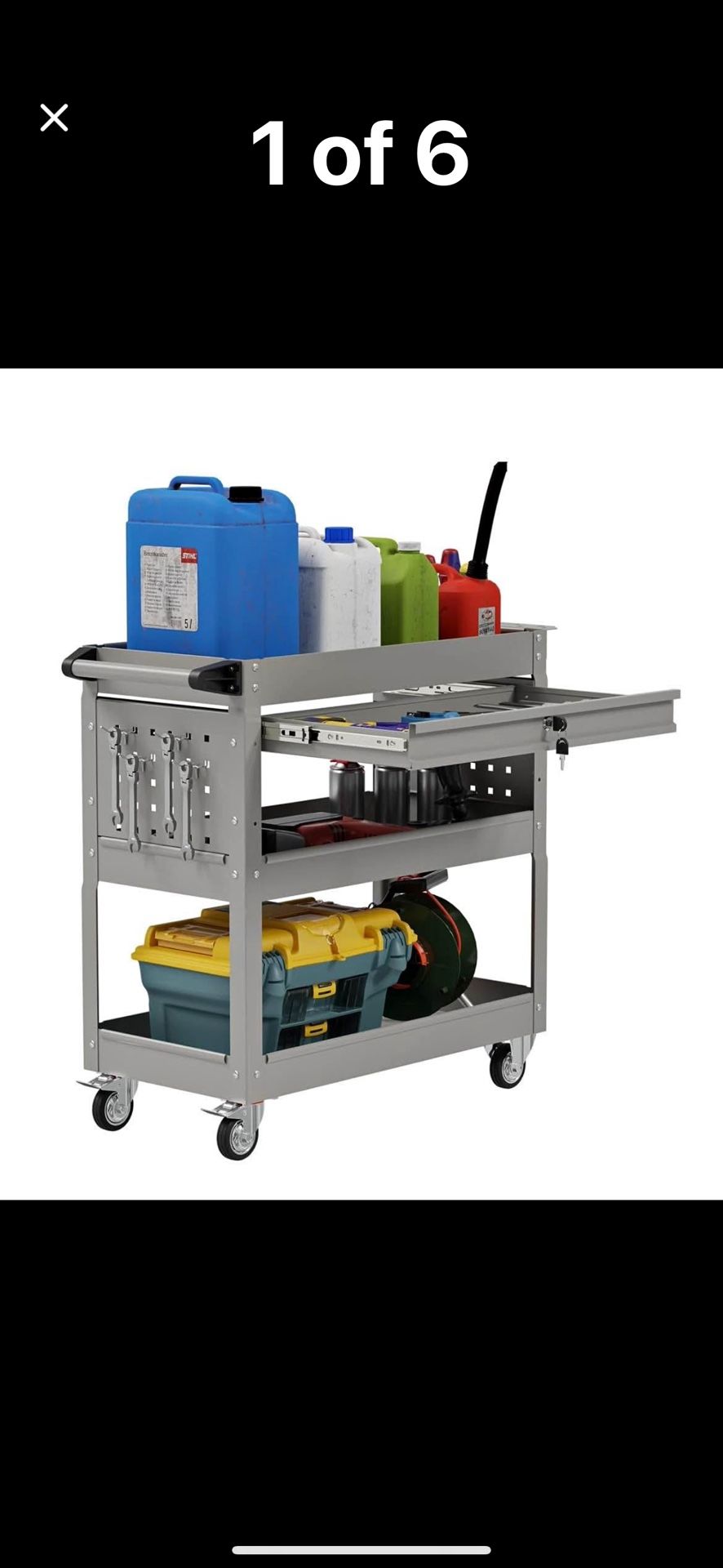 Tier Rolling Tool Cart on Wheels, Heavy-Duty Utility Cart Service Cart with Locked Drawers