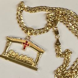 Last Supper Charm And Cuban Necklace Premium Gold Plated Guarantee ✨✨✨