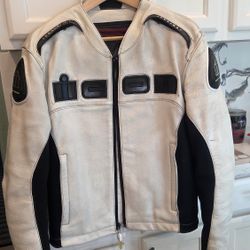 Motorcycle Jacket Icon accelerate size L Leather white and black