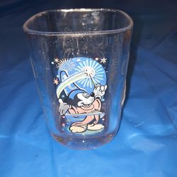 VTG McDonalds 2000 Disney Mickey Mouse Glass Square Tumbler Y2K Sorcerer 
