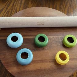 Joseph Joseph Precision Rolling Pin - Adjustable - Multicolor Rings - For Baking