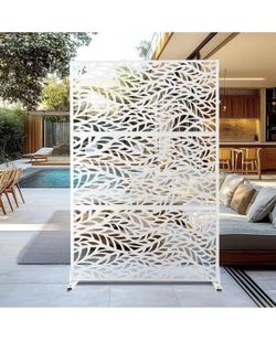 Outdoor Privacy Screen,72" H×47" W Metal Privacy Screen, Freestanding Privacy Fence Panels for Patio