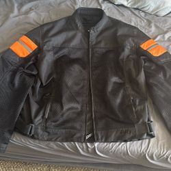 2xl Motorcycle Jacket   Black   Orange 