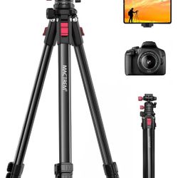 MACTREM Camera Tripod, 67-inch Travel Tripod and Monopod with 360° Ball Head, Heavy Duty Tripod for Smartphone, iPad, Canon, Nikon, Sony, Binoculars