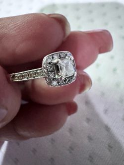 White Gold Ring with Square Center Diamond