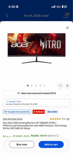 Acer Nitro 34 inch