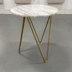 Marble and Gold Hairpin Leg Side Table