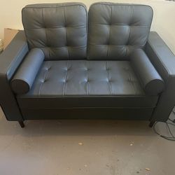 Black Faux Leather Loveseat
