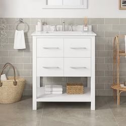 ⭐️ 30-in White Undermount Single Sink Bathroom Vanity with White Engineered Marble Top. NEW!!!