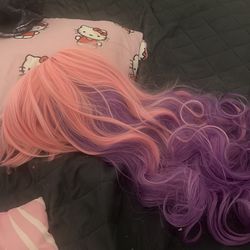 Pink and Purple Synthetic Wig