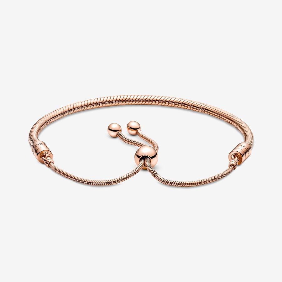 Pandora Moments Snake Chain Slider Bracelet
14k rose gold plating