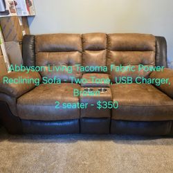 [Reduced Price] Abbyson Living Tacoma Fabric Power Reclining Sofa - Two Seater