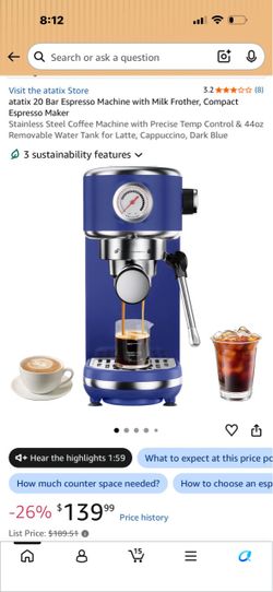 Espresso Machine with Milk Frother, Compact Espresso Maker