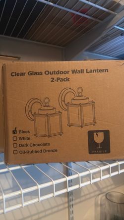 Clear Glass Outdoor Wall Lantern 2-Pack Black
