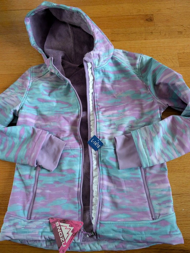 NWT Snozu Soft Shell Fleece Lined Girls Jacket Size L (14/16)