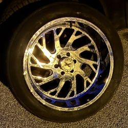 22" Xtreme Force FX8 Chrome Rims And Tires(4rims/4 Tires)
