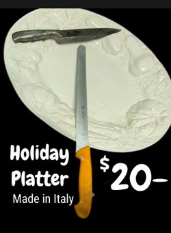 Thanksgiving Holiday Party Turkey Serving Dinner Platter,  Made in Italy