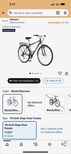 Schwinn discover City series hybrid bike  700c 19" frames 21-speed size L