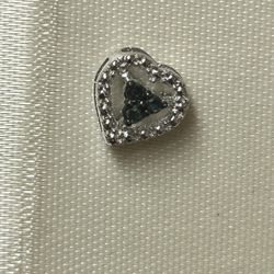 Sterling Silver 1/10 CT Blue Diamond Heart Earrings