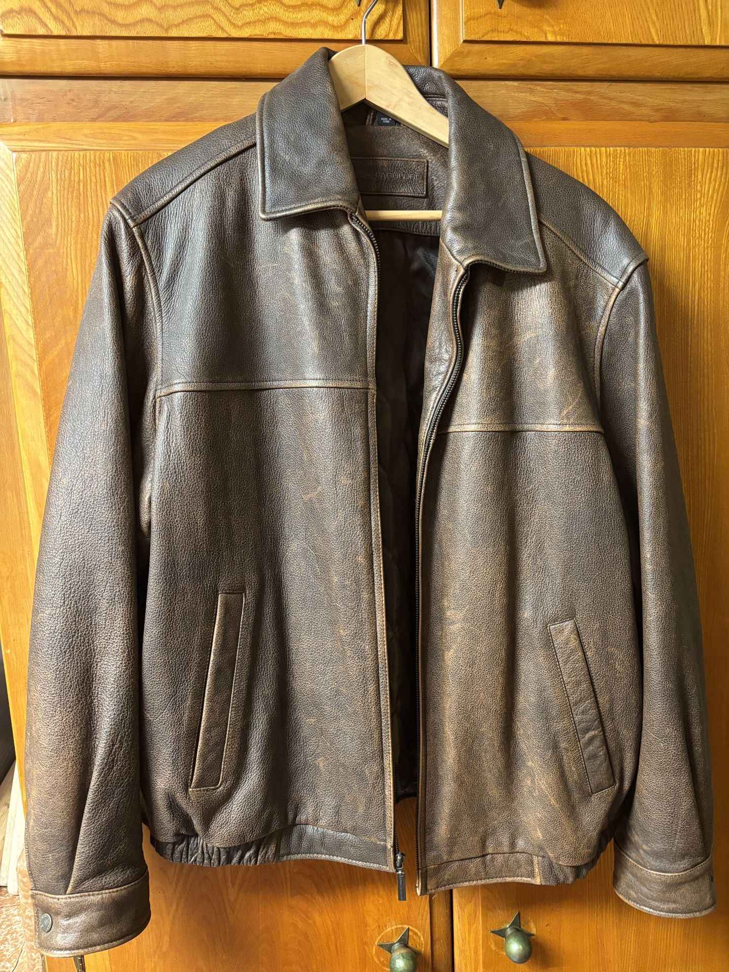 John Ashford Brown Leather Jacket, Men’s Large