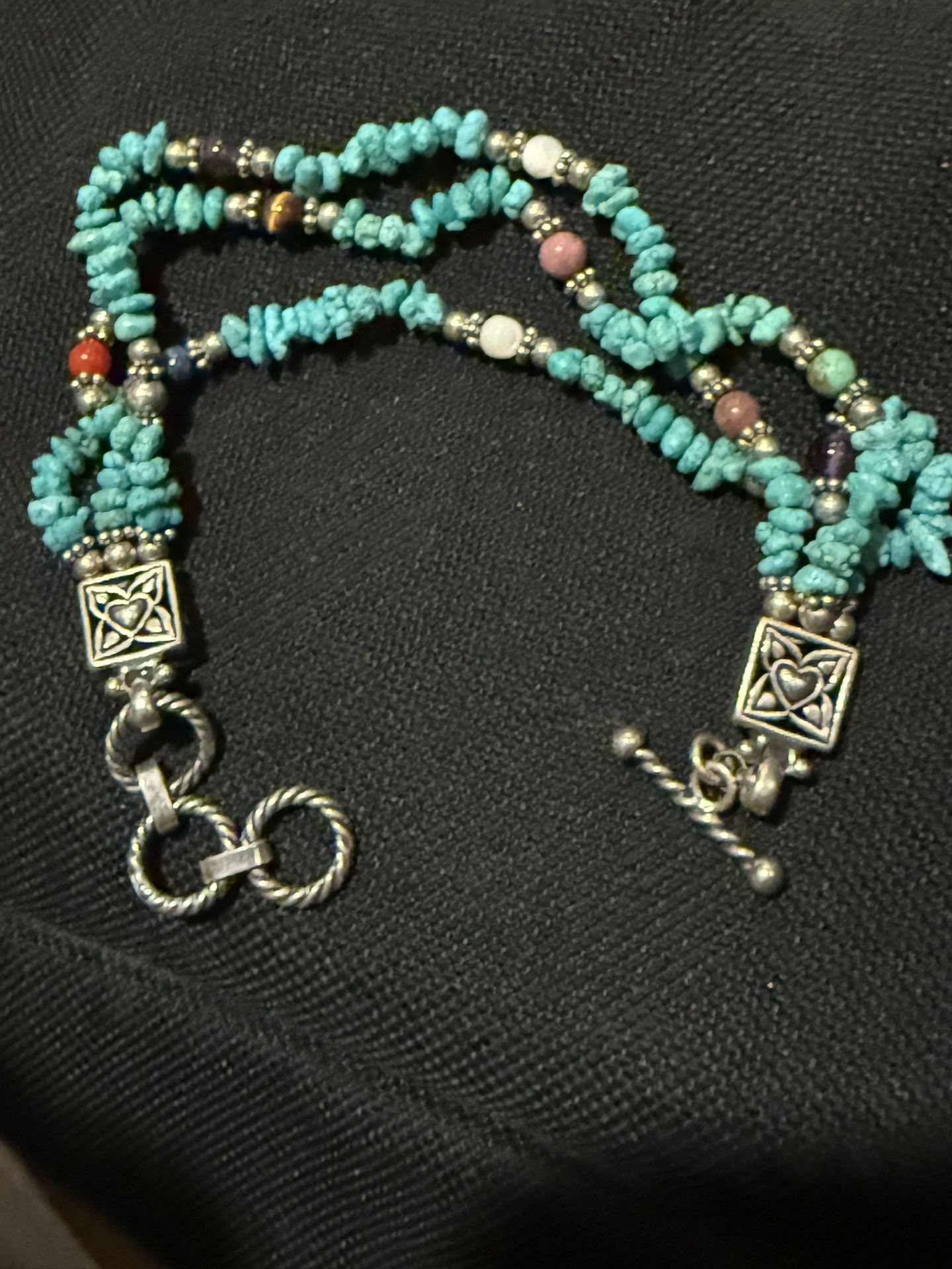 Sterling Silver Bracelet Native American Turquoise Beaded