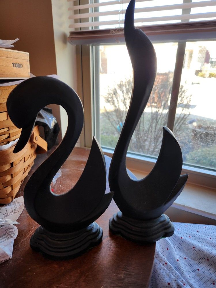 Vintage Black Swans Pair Of 2