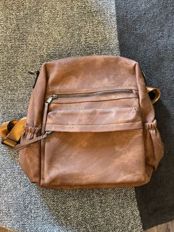Leather Suede Backpack With Pouch - NEW