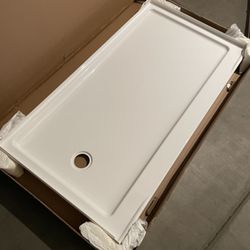 Delta Classic 500 60 in. L x 32 in. W Alcove Shower Pan Base with Left Drain in High Gloss White 